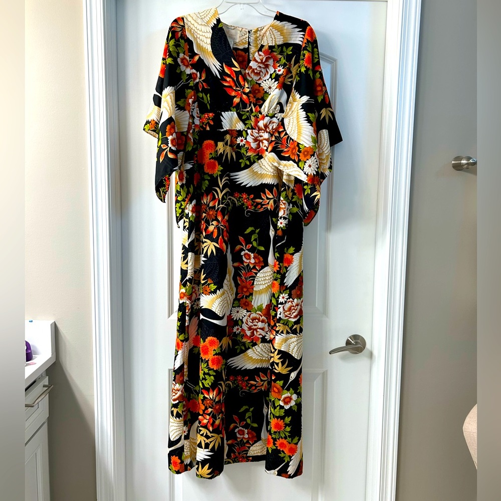 Vintage Hawaiian Palm 1960’s long kimono. Size 12